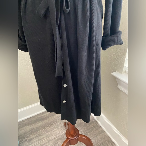 Karen Scott Black Ribbed Cotton Long Sweater Button Down Size XL Belted, Midi - Picture 6 of 14